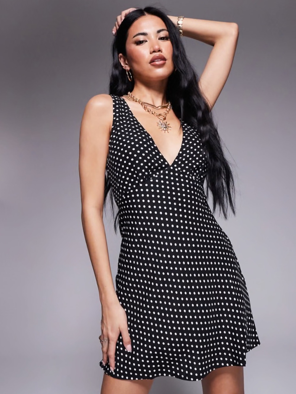 Princess Polly Black White Polka Dot Mini Dress